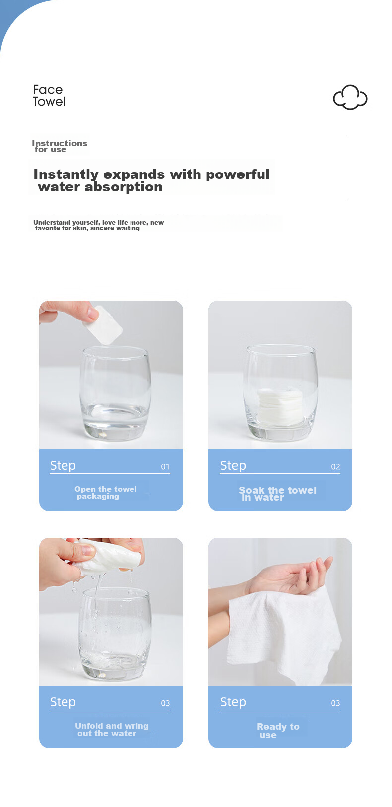 Grace Disposable Compressed Towels, 20 Pieces, Thickened And Enlarged Face Towels for Travel, Portable, 24*30cm, Pack of 20 12