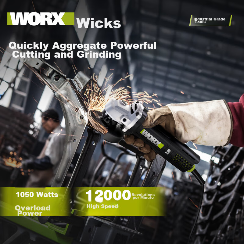 WORX 900W Angle Grinder WU900S Cutting Machine Polisher Slotting Machine Hand Grinder Grinding Wheel Sander