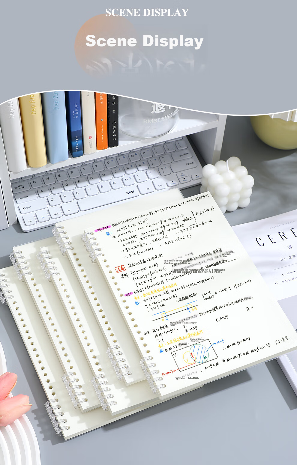 Faramon 2-Pack/A5 Blank Notebook, Comfortable to Hold, Loose-Leaf Pages, Removable Refill Paper, Drawing Sketchbook, Student Journal, College Student Error Correction Book, Specialized for Postgraduate Entrance Exam Preparatio 8