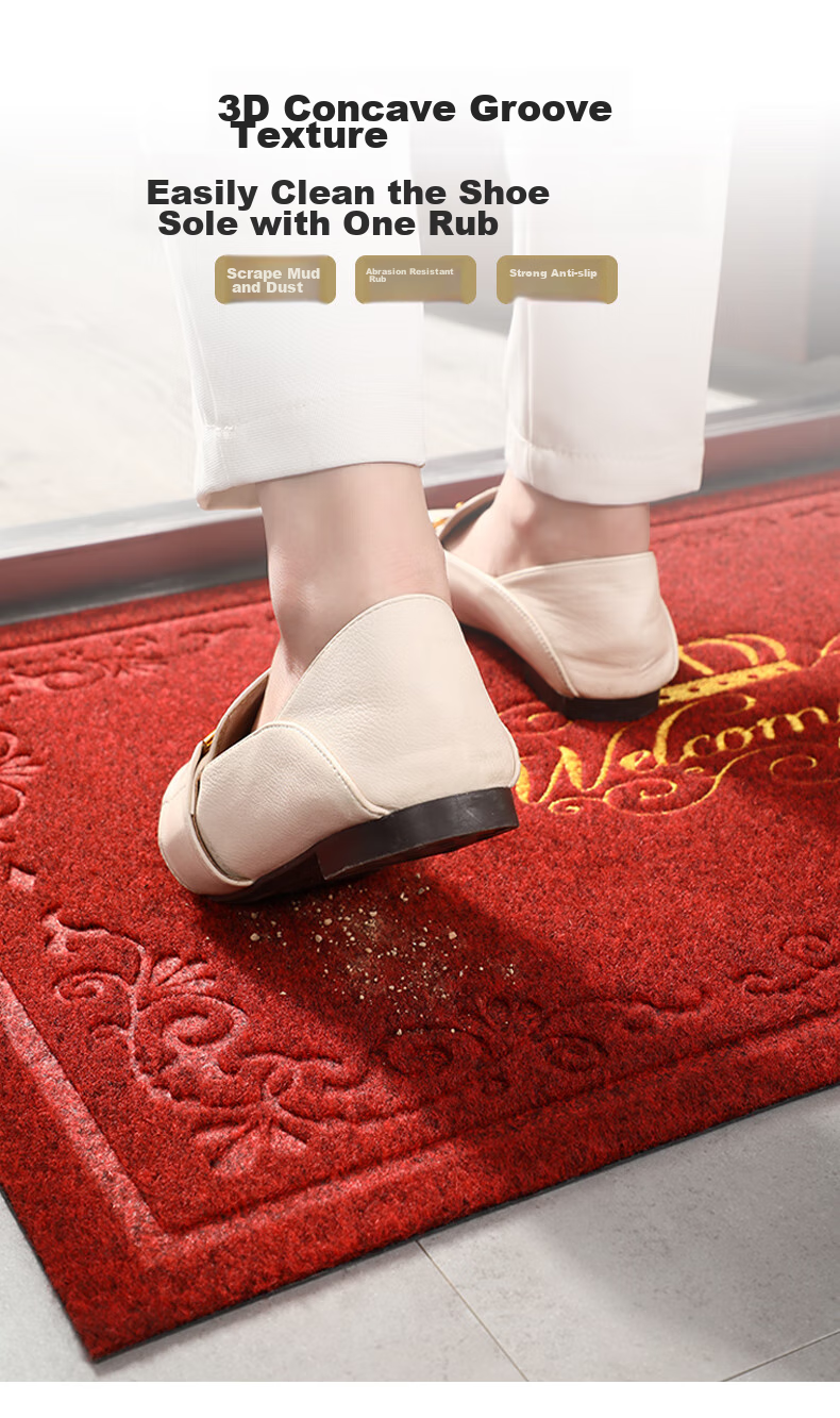 Huaxu Entrance Mat, Doorway Doormat, Front Door Foot Mat, Festive Non-Slip Mat, Red, 60*90 5