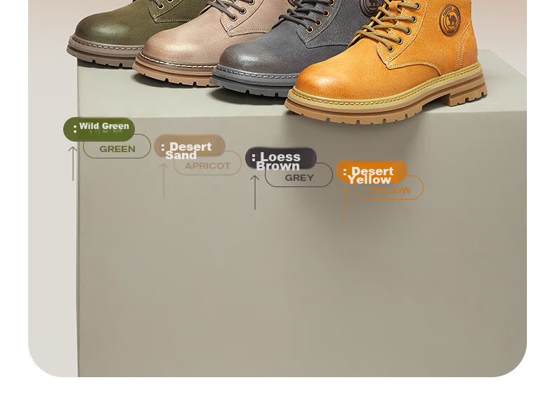 CAMEL [Shanze] Men's Yellow Boots, Fashionable Martin Boots, Casual Work Boots, L14W307636, Gray, Size 39 21
