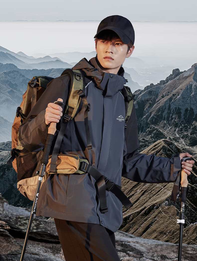 Huili Men's Outdoor Three-In Jacket, Fleece Inner Layer, Windproof And Warm, Detachable Hiking And Mountaineering Coat for Me 17