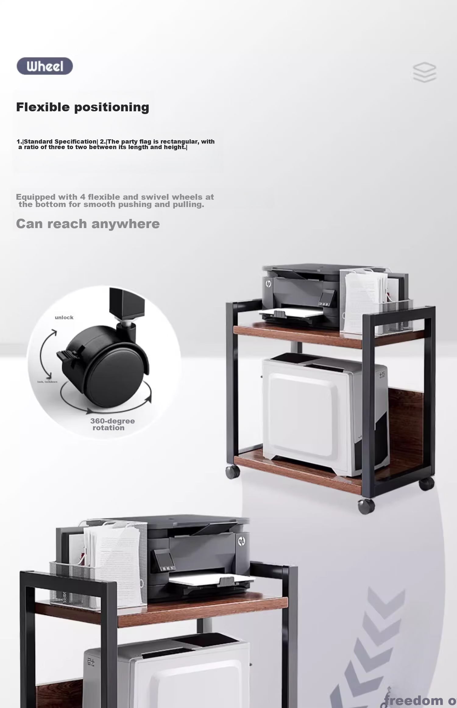 FENJIEXIAN Storage Rack, Printer Stand, Floor-Standing Organizer, Multi-Layer Movable Storage Shelf, Simple Rack, Layer Shelf, Microwave Oven Rack 7