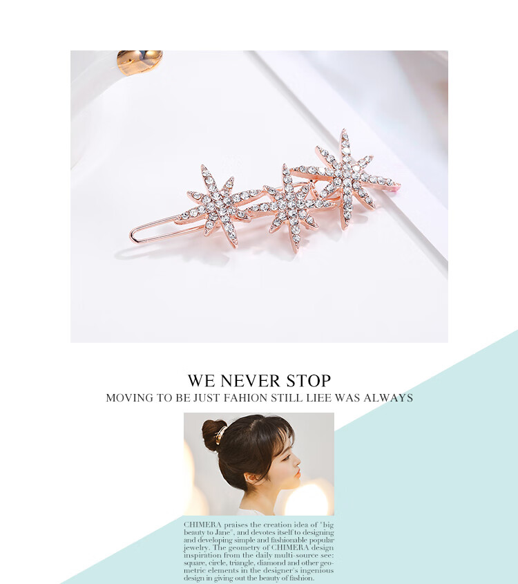 CHIMERA Octagram Flash Diamond Hair Clip, Small Hairpin for Women, Hair Accessory Side Clip, Bangs Clip, Gift for Girls on Mid-Autumn Festival 1
