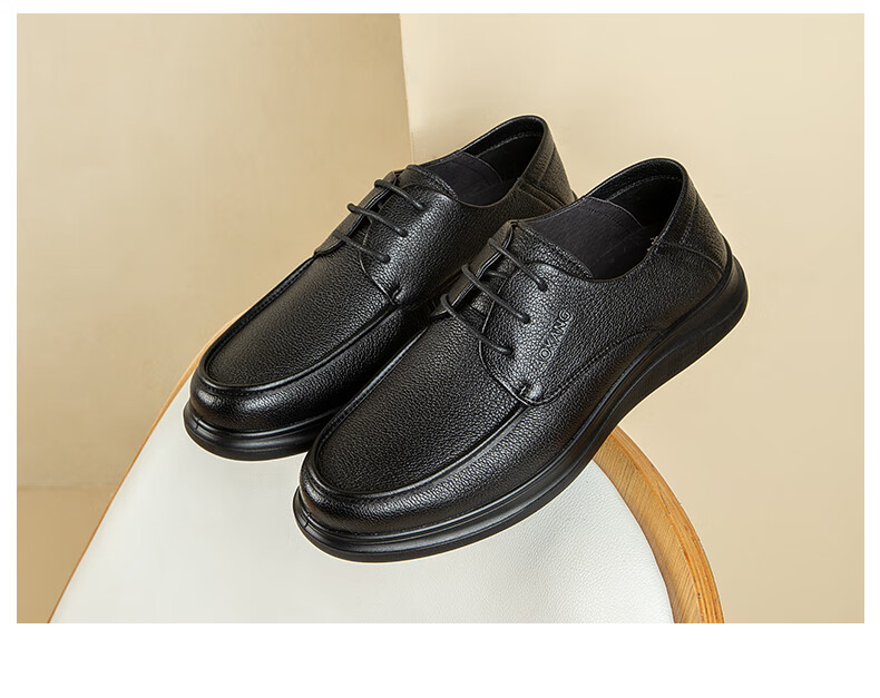 Aokang Business Casual Leather Shoes, Sheepskin Soft Sole, Comfortable Lace-Up Work Shoes, Black Size 41 13