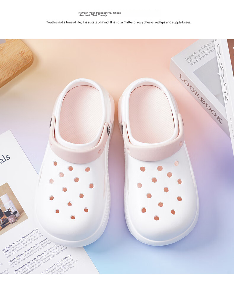 CARTELO Women's Perforated Shoes, Summer Sandals, Casual Slippers, Garden Dual-Use Beach Sandals for Women, 1463 White Pink, Size 37-38 11