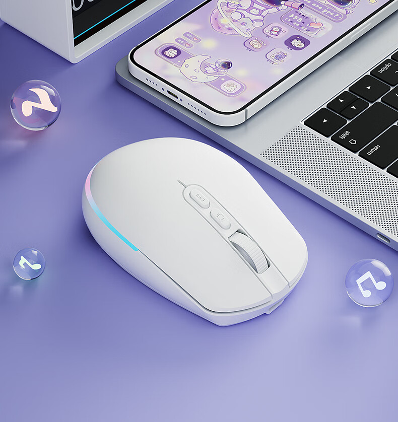 Aigo M60 Moonlight Curve Wireless Mouse, 2.4G Connection, Rechargeable Lithium Battery, RGB Lighting, One-Key Return to Desktop, Suitable for Business Office And Gaming, Black 20