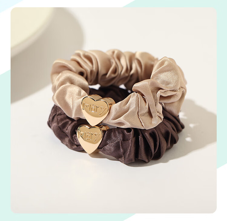 CHIMERA 2 Pieces Silk Hair Ties, Mulberry Silk Hair Bands, Hair Elastics, Hair Flowers, Hair Accessories for Women, Mid-Autumn Festival Gift 14