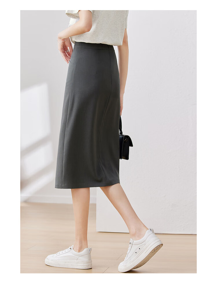 Sentubila Stylish Asymmetric Slit Midi Skirt, Urban Commuter Irregular High-Waisted Pencil Skirt, Gray, S 18