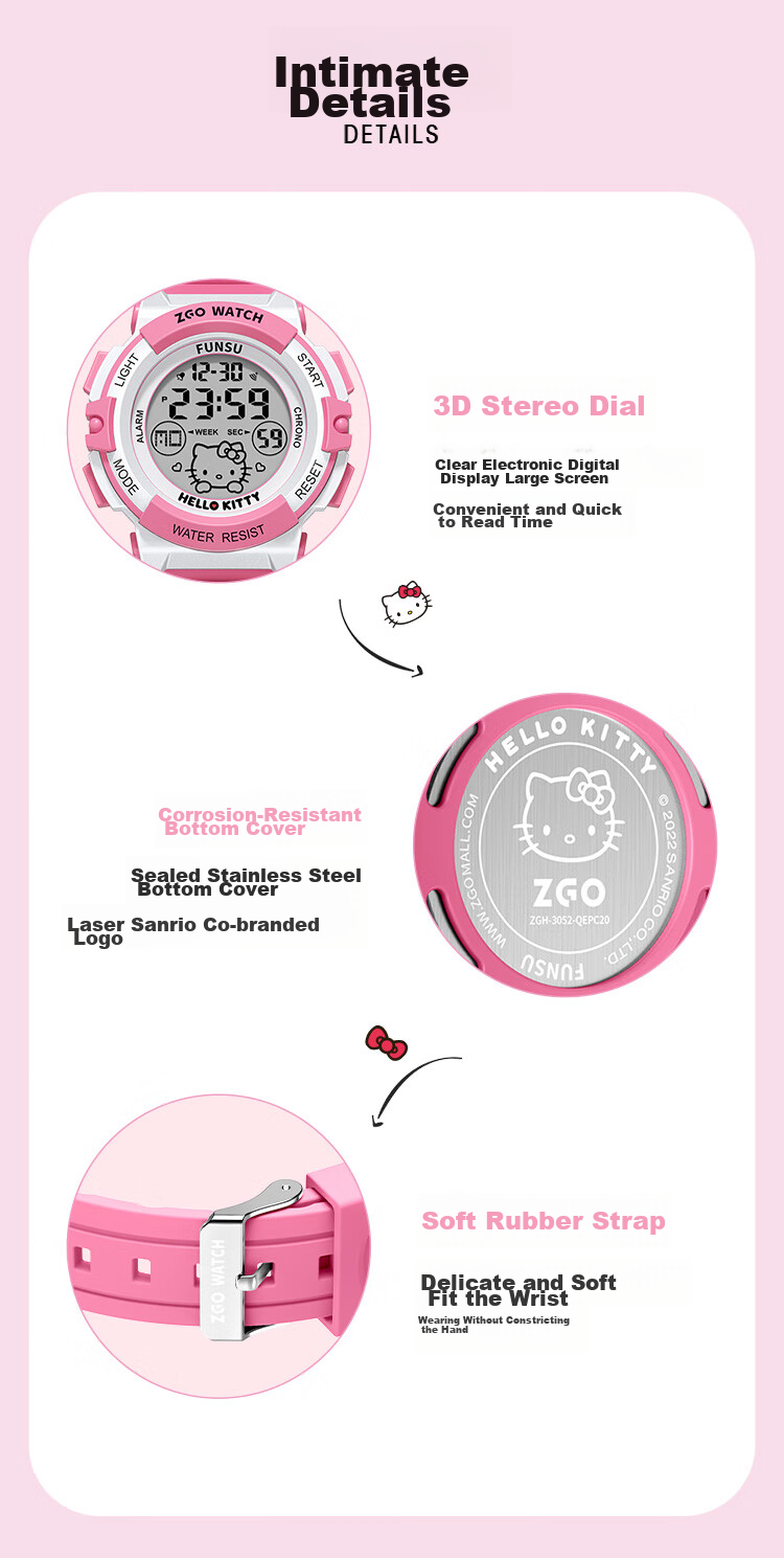 Hello Kitty Children's Watch for Ages 6-12, Time-Telling Electronic Watch for Girls, Cute Watch Specially Designed for Elementary School Students 11