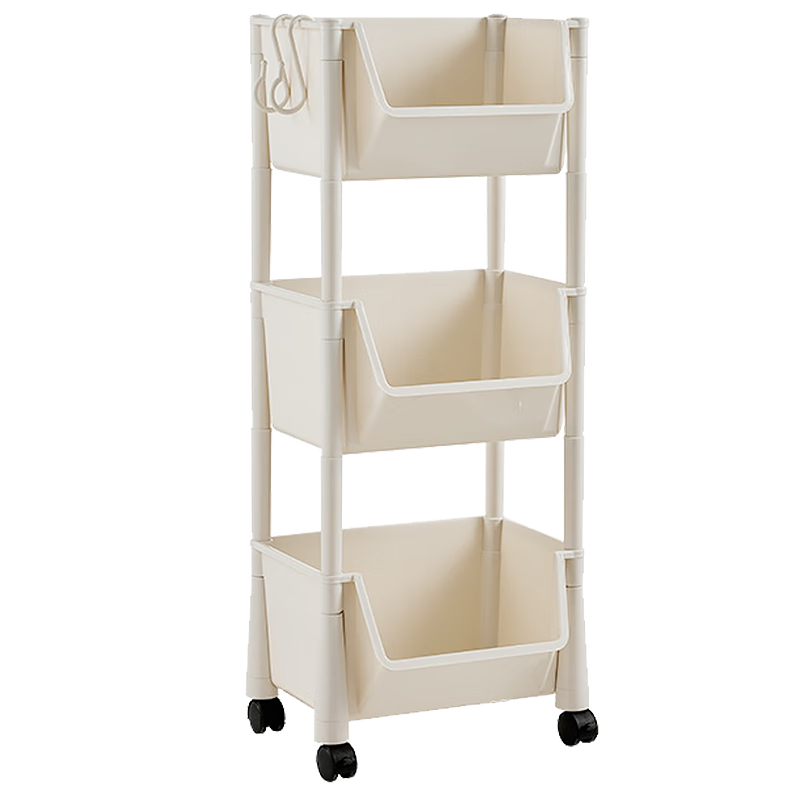 Shunyou Movable Cart Storage Rack, Floor-Standing Bookshelf, Multi-Functional Kitchen Snack And Vegetable Shelf, Three-Tier SY-136