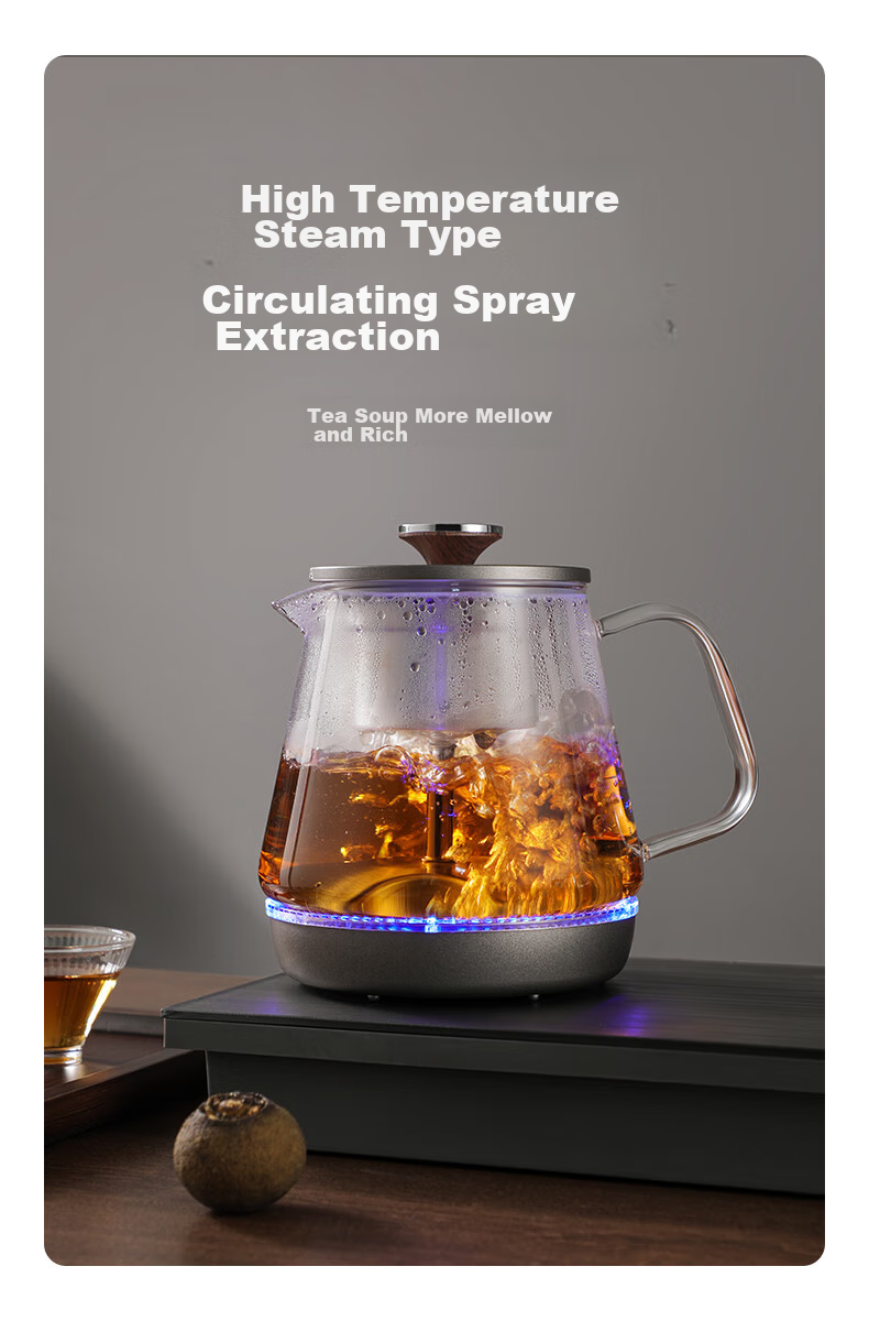 FUNORK Fully Automatic Electric Kettle with Water Inlet, Tea Table Kettle for Home And Office All-In Tea Table, Built-In Tea Set Electric Tea Stove Set RY-10 Titanium Gray Clean Versio 9