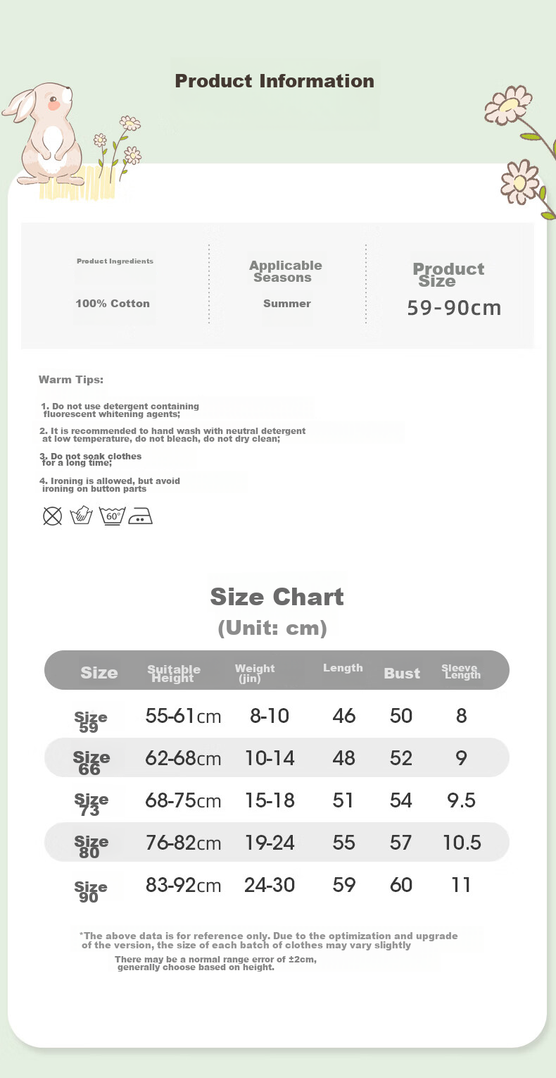 Youqi Summer Baby Clothes Thin Short Sleeve Romper Half Sleeve Bodysuit Cotton for Girls 3 to 6 Months Old 10