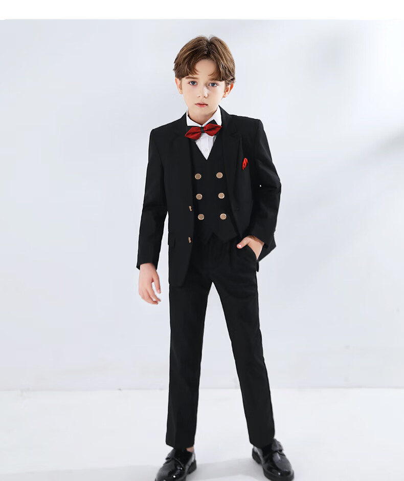Yinuofang Boys' Suit Set for Performances And Hosts, Black Outfit, Size 170 6