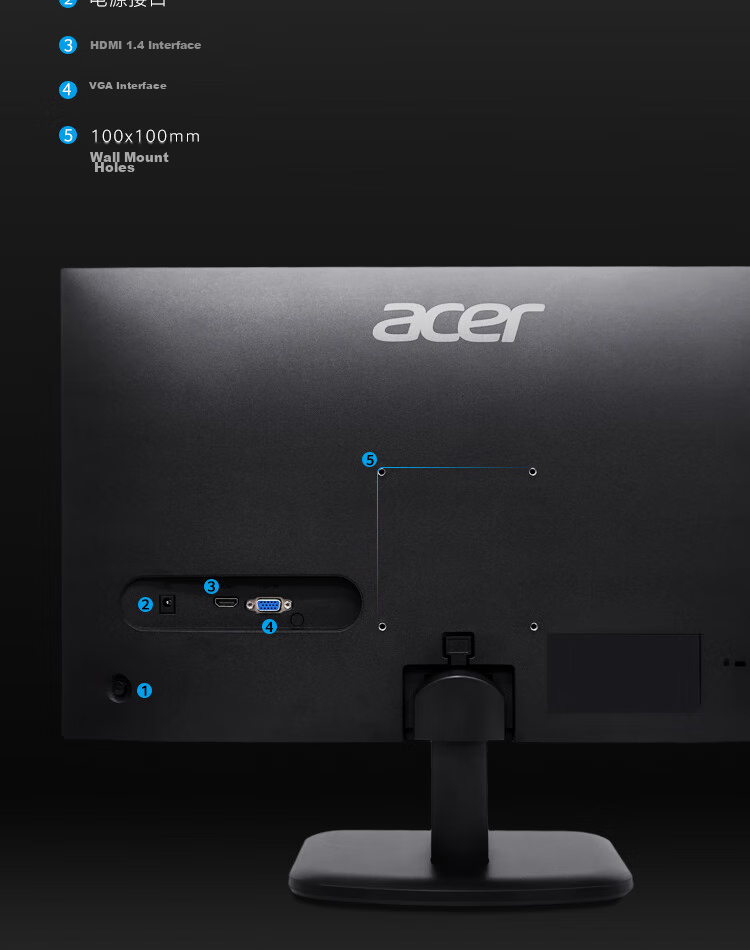 Acer 19.5-Inch Office Wall-Mountable Small-Size VGA/HDMI Dual-Interface Monitor E200Q Bi 16