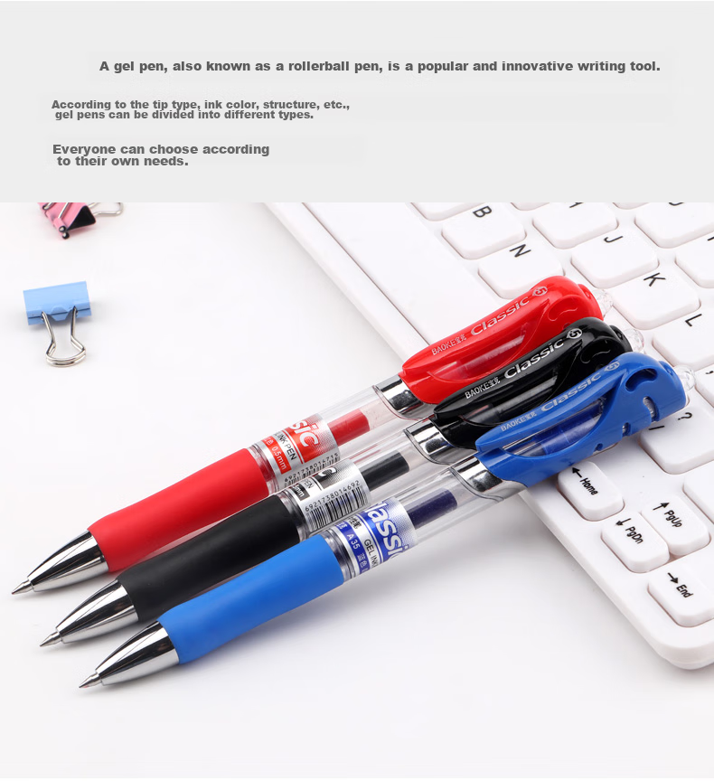 BAOKE A35 0.5mm Red Retractable Gel Pen Office Signing Pen Bullet Tip Water-Based Pen 12 Pcs/box 3