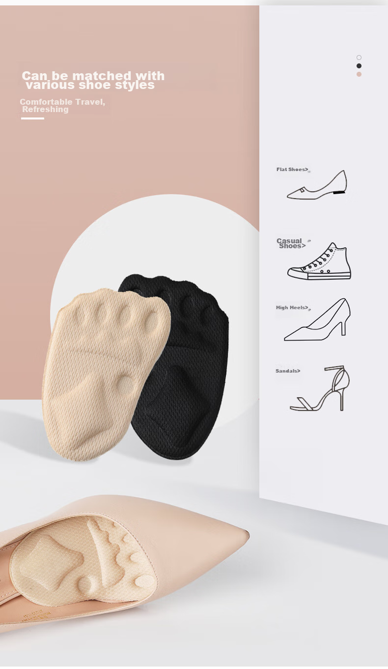 FOOTOPPO Sponge Foam Foot Pads, Palm Pads, Half Size Women's High Heels, Insoles for Toe Side, Anti-Pain, Non-Slip, Shock-Absorbing Shoe Inserts for Wome 11