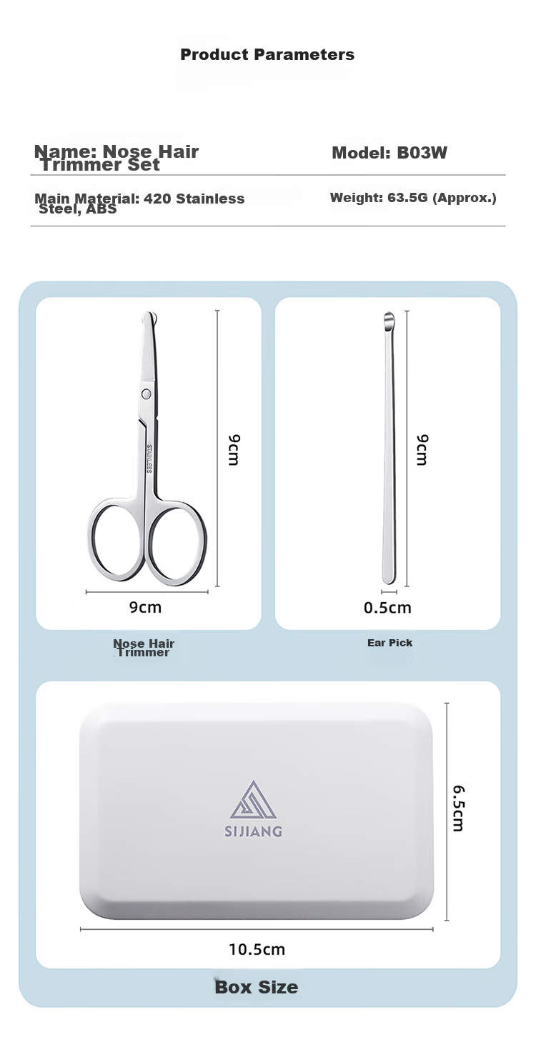 Sijiang Stainless Steel Nose Hair Trimmer with Round Tip, Manual Circular Clipper for Nose Hair And Beard, Single Pack 11