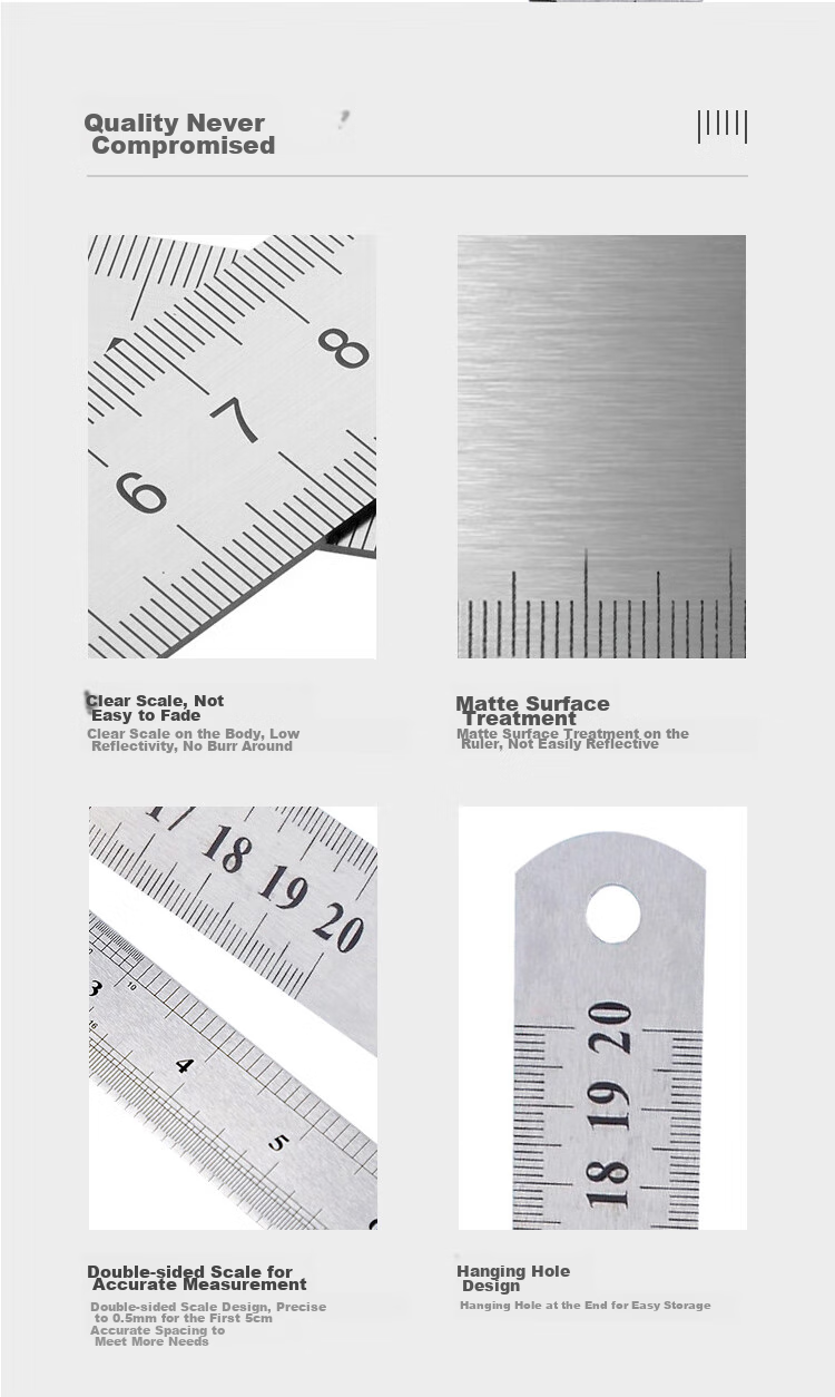 TANGO Office (TANGO) 30cm Stainless Steel Straight Ruler/students' Ruler Double-Sided Scale Measuring Drawing Ruler/tango Series Office Stationery 6