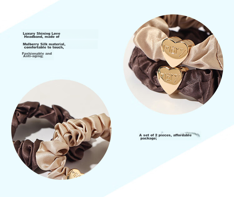 CHIMERA 2 Pieces Silk Hair Ties, Mulberry Silk Hair Bands, Hair Elastics, Hair Flowers, Hair Accessories for Women, Mid-Autumn Festival Gift 10