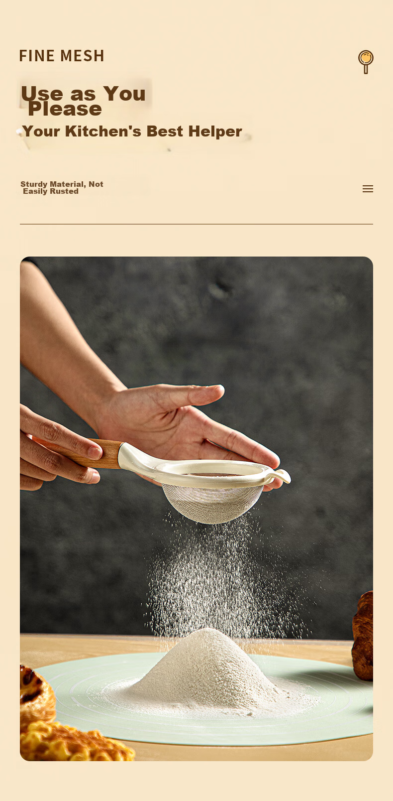 COOKSS Baby Food Preparation Tools, Strainer Mesh, Soy Milk Filter, Egg Tart Liquid Stainless Steel Filter, for Home Baking 14