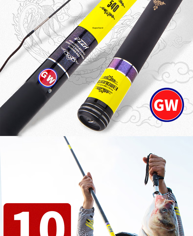 GW Biezhuo Zizun 6.3-Meter 28-Section Comprehensive Big Fish Rod, Carbon Fiber Pole, Ultra-Light Carp Rod, Lake And Reservoir Big Fish Rod 4