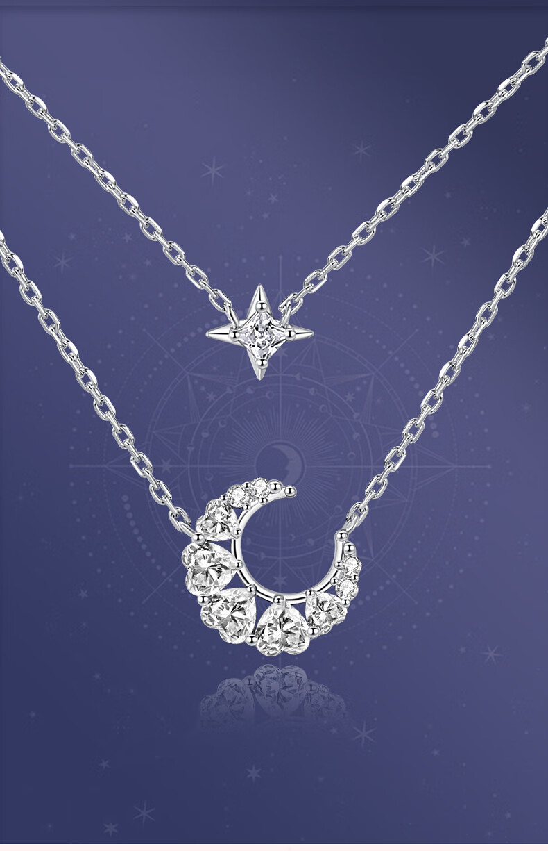 Fanci Dreamy Heart Moon Double Layer Necklace for Women, Collarbone Chain, Luxurious High-End Birthday Gift for Girlfriend 4