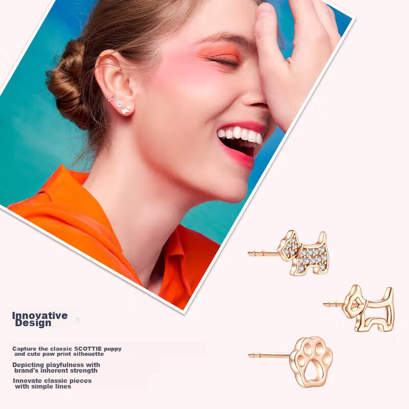 AGATHA Hollow Dog Silver Stud Earrings for Women, Birthday Gift for Girlfriend Or Best Friend, Elegant Earrings