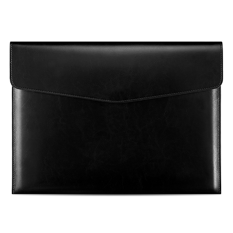 Jiaranheng A4 Leather Document Folder, Upgraded Thickened Waterproof Large Capacity Classic Business Office Storage Bag, Conference Briefcase, File Folder, Contract Bill Holder, Customizable Logo, Elegant Black