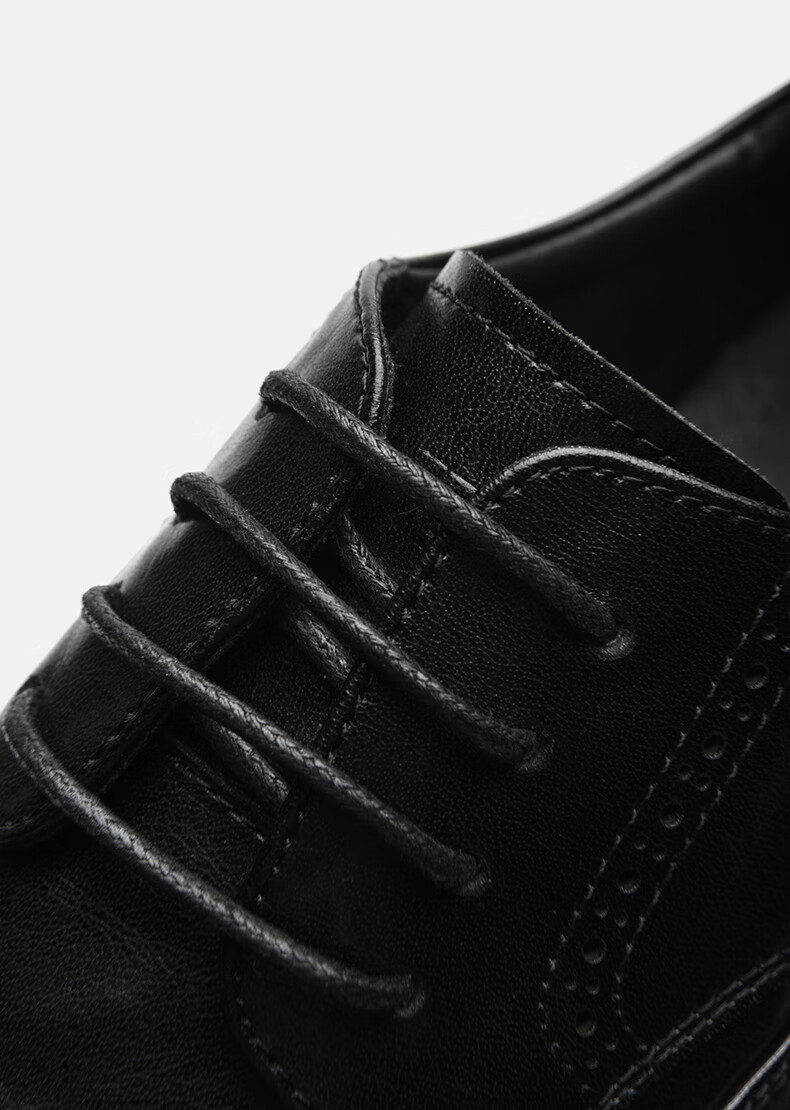 HLA Men's Business Casual Soft Sole Height Increasing Brogue Leather Shoes HAAPXM1DAV061 Black Size 38 18