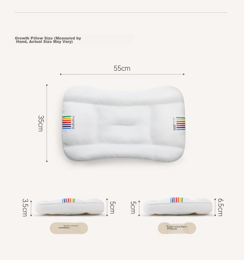 Bebebus Children's Pillow for Ages 1-3, Baby Pillow with Separate Sections for Neck And Spine Protection, Breathable And Washable, Kindergarten Pillow 23