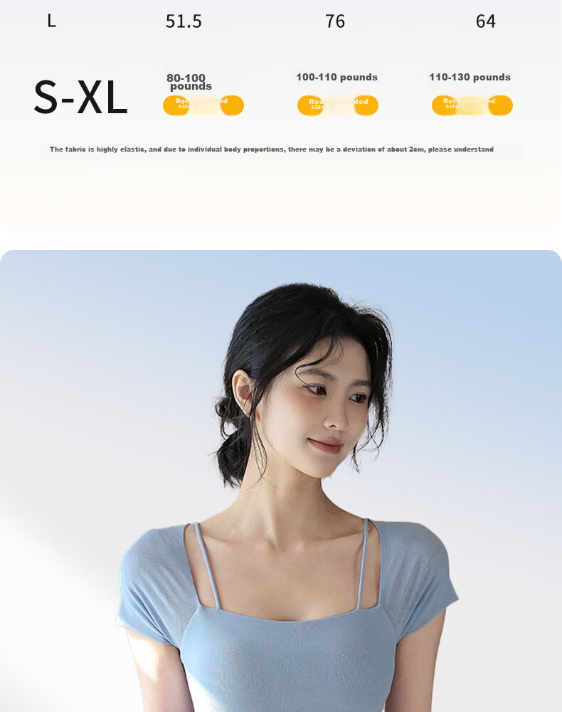 XUEXIMAN Faux Two-Piece Yoga Top for Women, Summer Short Sleeve with Built-In Bra Pads, Pilates Workout Fitness Wear 11
