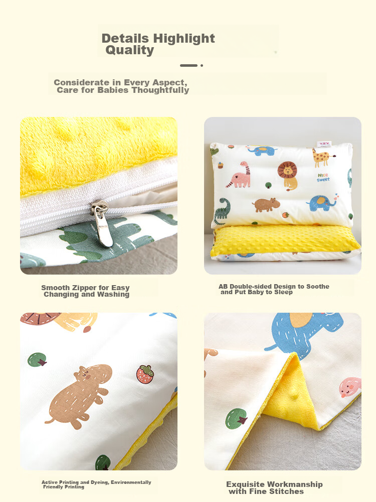 9I9 Children's Pillowcase, Pure Cotton, Kindergarten Plush Toy, Double-Sided Pillow Cover for Babies, All Seasons Use, A94 Animal Pattern, 50*30cm 10