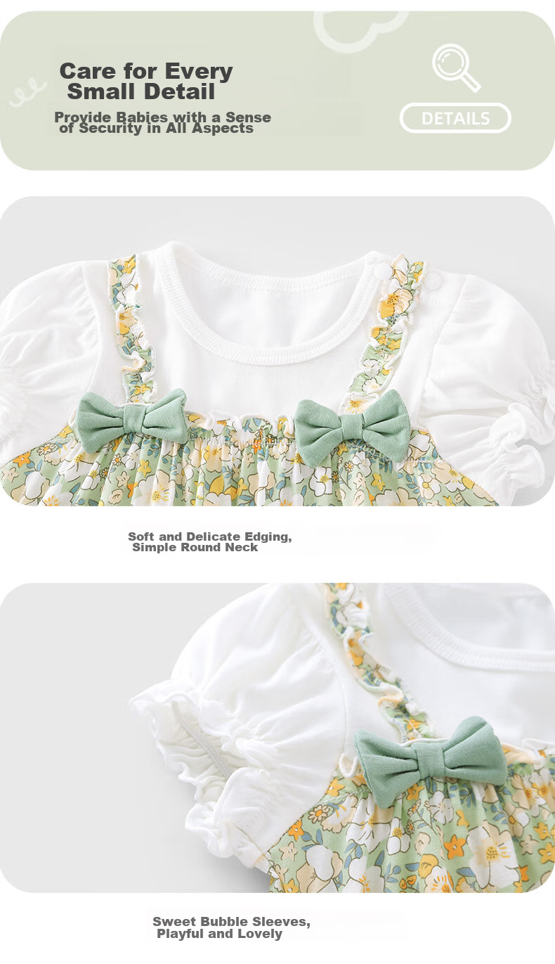 Youqi, Summer Outfit for Baby Girls, Modal Infant Clothes, Short-Sleeve Bodysuit, Lightweight Summer Dress, Sweet And Cute Romper 10