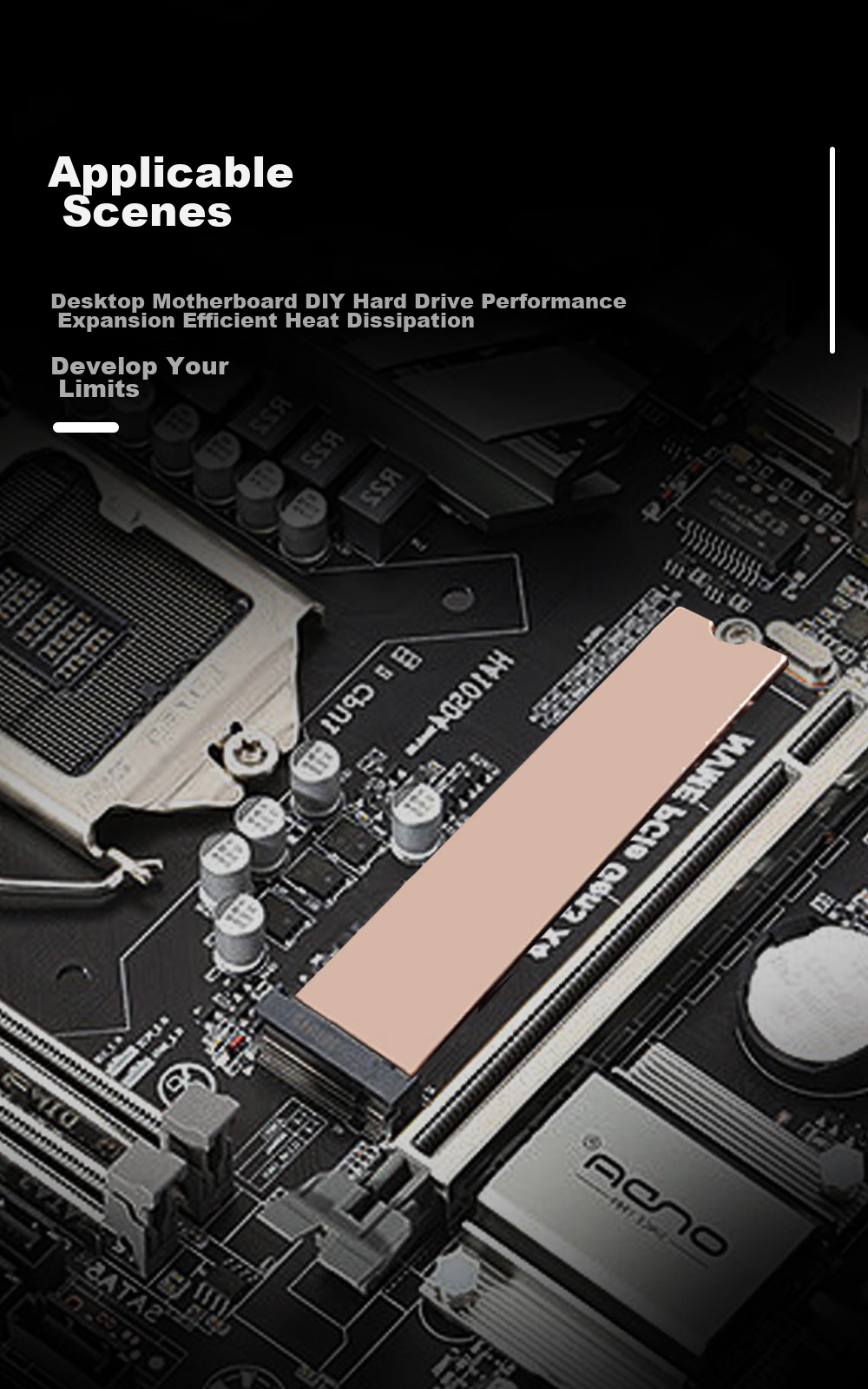 JEYI M.2 SSD Heatsink, NVME Pure Copper Heatsink, NGFF Heatsink Vest, Laptop SSD Cooler, Thermal Paste Pad 3