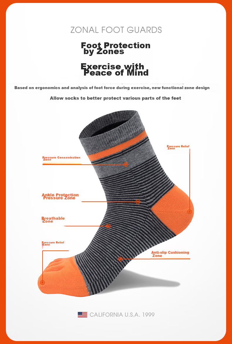 TFO Competition-Grade Five-Toe Outdoor Socks, Non-Slip Wear-Resistant Hiking And Mountaineering Socks Sports Socks 2202418 Men's Bright Blue 4