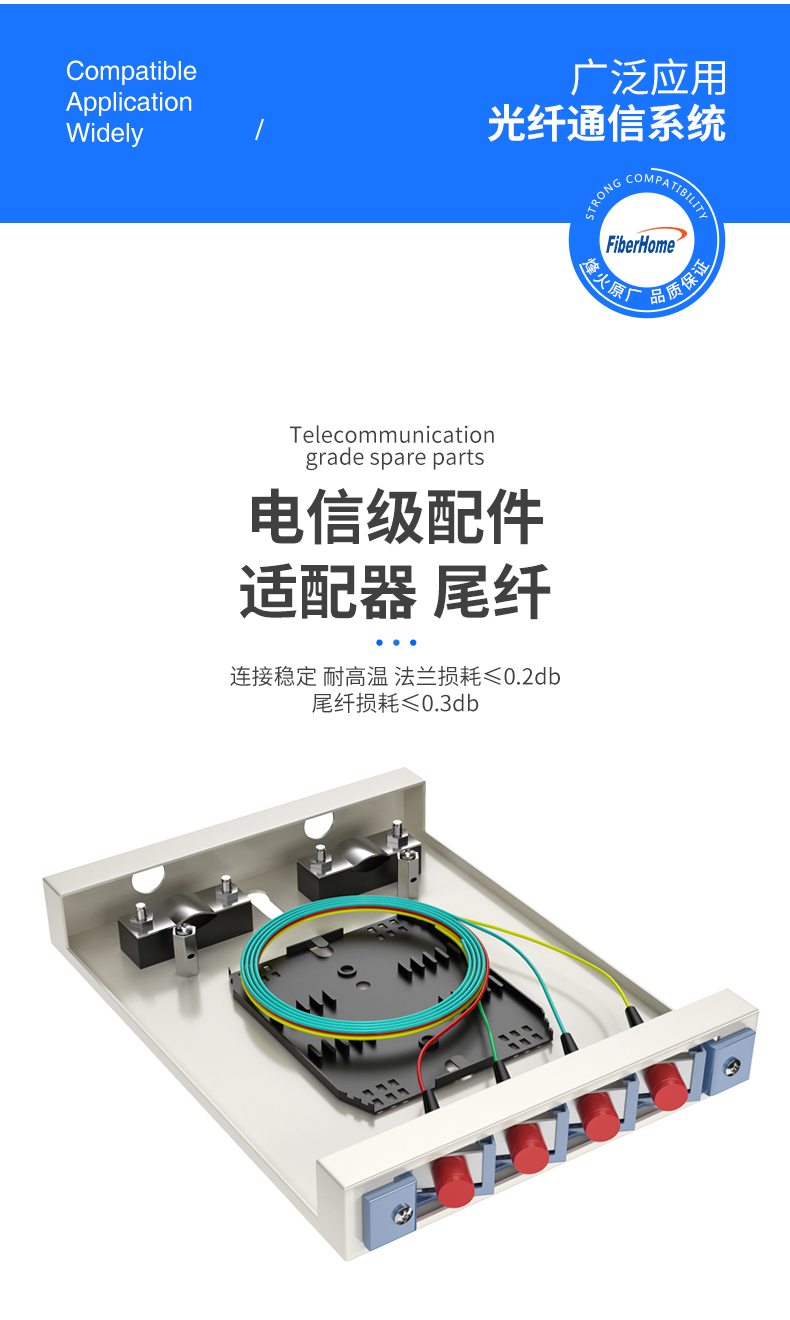 FiberHome 4-Port Empty Fiber Optic Terminal Box Wall-Mounted Fiber Optic Cable Splice Box Universal Fiber Optic Splice Tray Distribution Frame 7