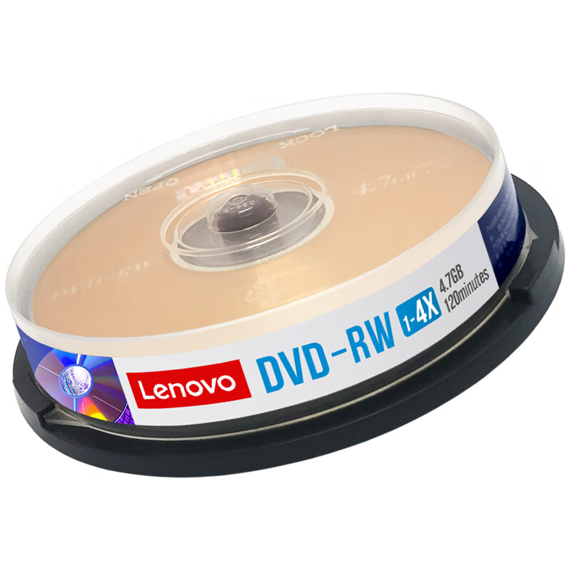Lenovo DVD-RW Discs, 1x-4x Speed, 4.7GB Capacity, Blank Discs, Erasable, Reusable, Archive Series, 10-Pack in Cartridge, Data Backup, Stable Burning