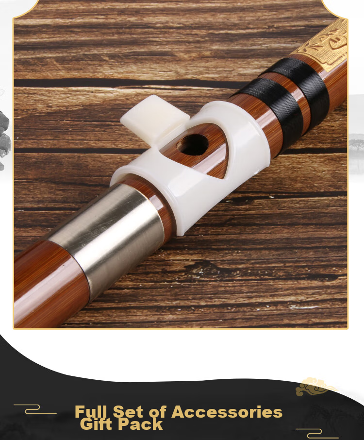 BAINUO Professional D Key Bamboo Flute for Beginners Adult Transverse Flute Student Grading Instrument with Blowing Aid 3