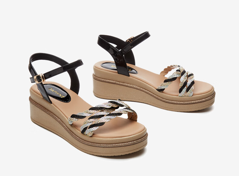 DAPHNE Thick-Soled High Heel Sandals for Women, Fashionable Comfortable Versatile Wedge Flat Platform Women's Shoes 4622303003 Gold 35 26