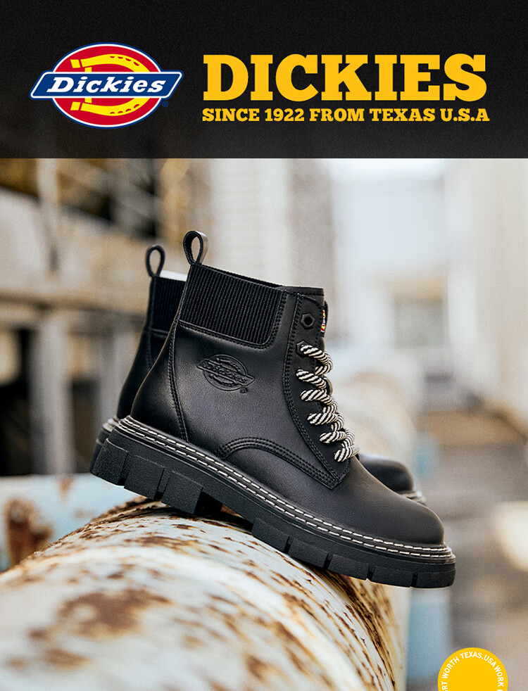 Dickies Women's Martin Boots, Fashionable Versatile Work Boots, High-Top Lace-Up Women's Boots, Beige, Size 35 1