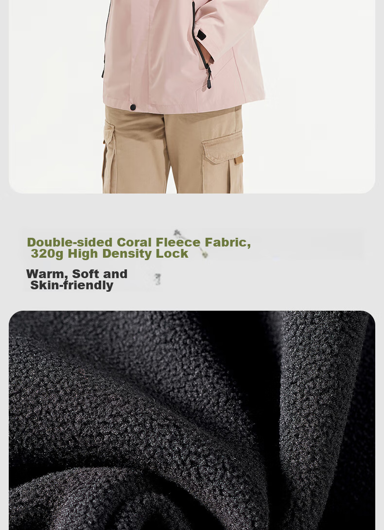 VVC Functional Windproof And Waterproof Jacket for Men And Women with Detachable Fleece Inner Layer, Warm Outdoor Coat, Cloud White, Size S 12