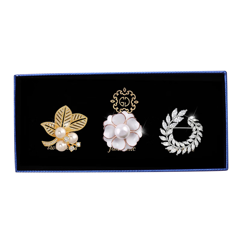 Dijing Camellia Brooch Gift Box, Birthday Present for Women, Bead Brooch Pin, Suit Lapel Badge, Anti-Exposure
