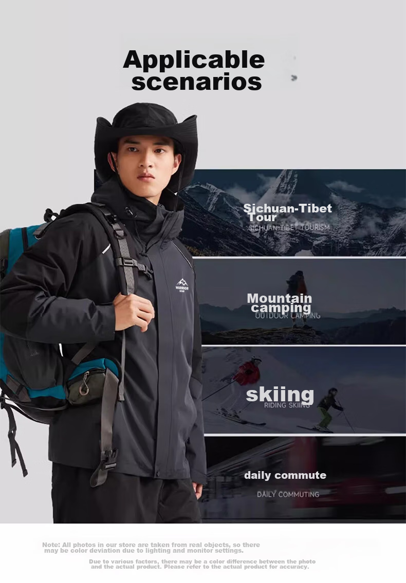 Huili Men's Outdoor Three-In Jacket, Fleece Inner Layer, Windproof And Warm, Detachable Hiking And Mountaineering Coat for Me 5