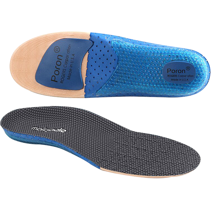 Maigaole Sports Insoles for Men, Thickened Shock-Absorbing Elastic Basketball Shoes, High-Elasticity Soft Running Shock-Absorbing Poron Antibacterial, Gold 37-38