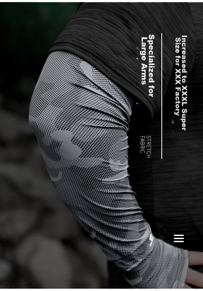 Zhanshuniao Wide-Elbow Ice Silk Sun Protection Arm Sleeves for Men, Plus Size, UV Protection Arm Covers, Cycling Arm Guards 2