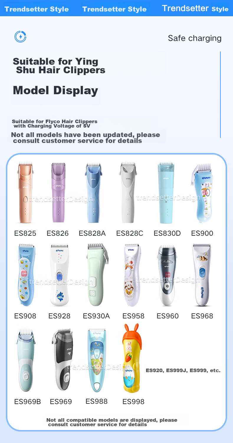 Chaofan Compatible with Enssu Children's Hair Clipper Charging Cable, Charger for ES969, ES825, ES828A, ES999 Electric Trimmer, USB Power Cord 8