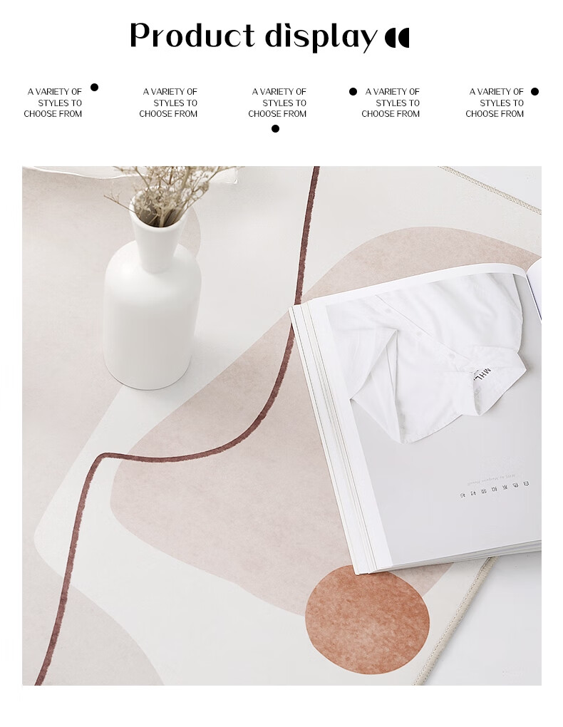 Qimian Crystal Velvet Living Room Carpet, Skin-Friendly Comfortable Dirt-Resistant Non-Slip, Kate, Modern Minimalist, 200*300cm 8
