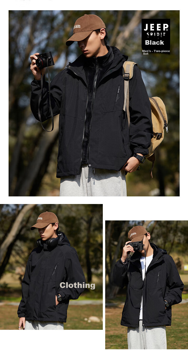 JEEP SPIRIT Windbreaker Jacket for Men And Women, Spring And Autumn Outerwear, Outdoor Windproof Coat, Warm Windbreaker 33