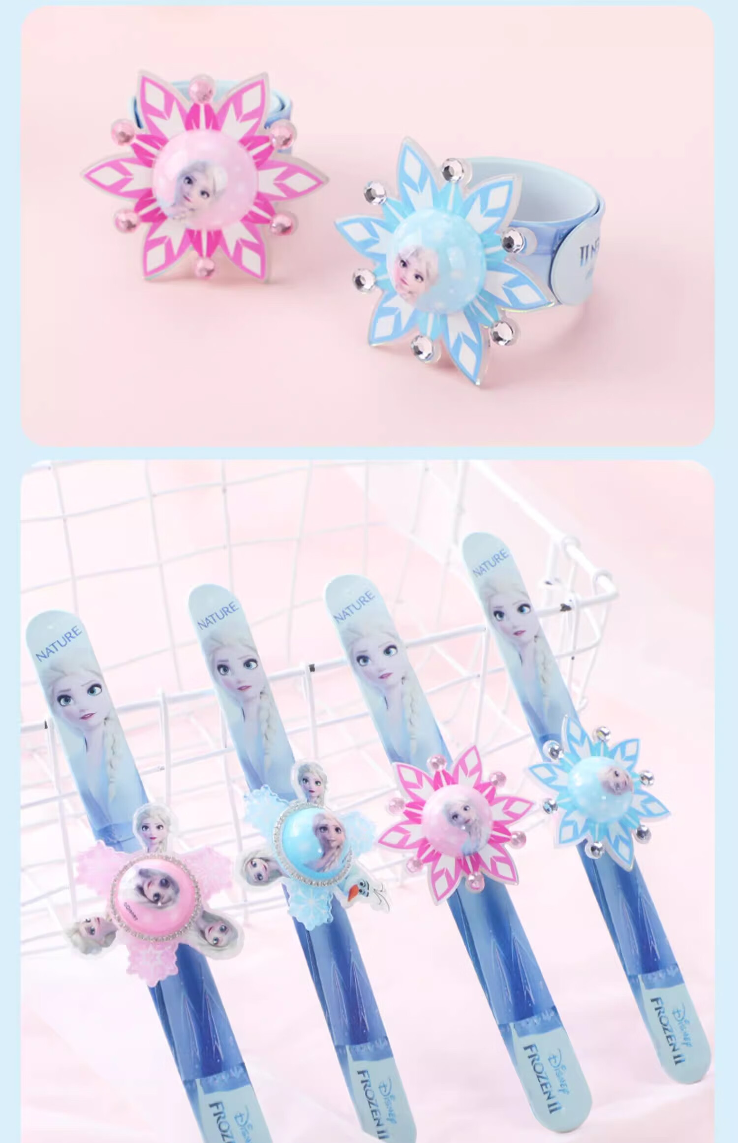 Disney Sand-Blowing Bracelet, Elsa Princess Spinning Top, Girls' Toy, Slap Bracelet, Birthday Gift for Girls 17